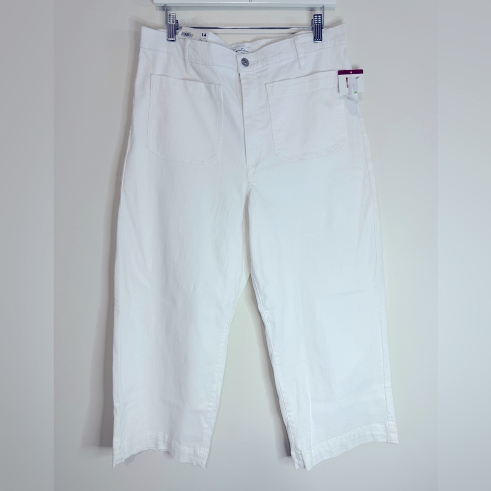 Jessica Simpson NWT White Denim wide leg high rise crop Jean in size 14